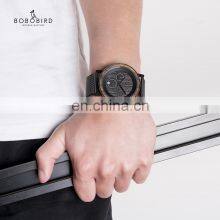 BOBO BIRD Oem Custom Logo Brand Waterproof Black Wood Watch Glossy Texture With Breathable Leather thumbnail-5