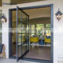 Custom Pivot Steel & Glass Exterior Doors Modern Glass Metal Wrought Iron Grid Doors Pivot Front Door thumbnail-3