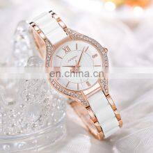 SINOBI New Arrival Women Luxury Watch S9858L Ceramic Strap Watch Pearl Shell Dial Handwatch Delicate Design Saat thumbnail-2