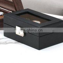 3 Girds Carbon Fiber Luxury Watch Case Holder Organizer Storage Box for Rings Bracelet Display Holder Case thumbnail-3