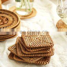 Handcrafted Woven Square Rattan Coasters For Sale Cheapest thumbnail-3