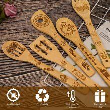 Wholesale Bamboo Wood Spoon Burned Kitchen Utensils Set From China thumbnail-1