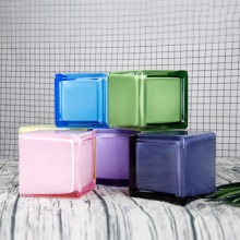 Spraying Inside White Black Colorful Square Candle Holder/Glass Candle Container/Glass Jar thumbnail-3