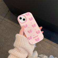 Pearl Bow Pink Silicone Phone Case For Iphone 15 14 13 Pro Max 12ProMax Phone Fashionable Mobile Phone Accessories thumbnail-2