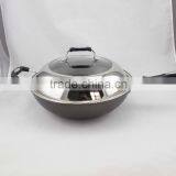 Hot Selling/wholesale China Aluminium Non Stick Semi Stainless Steel Lid Wok Fry Pan thumbnail-1