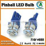 T10 Wedge #555 3528 Pinball Led Bulb ac dc 6.3v