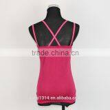 High Quality Polyester/cotton Woman Adjustable Pink Ladies Tank Top thumbnail-3