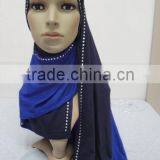 JL045a Cotton Jersey Black With Colors Combine Mulim Scarf,muslim Hijab thumbnail-4
