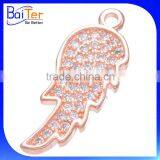 Fashion White Gold Plated Pave Cubic Zircon CZ 925 Sterling Silver Angel Wing Pendant Necklace Pendant thumbnail-1