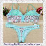 Adult Age Group Stripe Satin and Lace Special Pleated Shoulder Strap Push up Dot Print Bra thumbnail-2