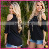 Casual Amazing Cold Shoulder Cut Out Solid Color Modal Blouse thumbnail-6