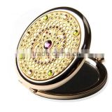 hot selling retro vintage small cosmetic bag mirror /mini round golden pocket mirror of gifts for women