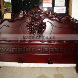 Finished Furniture - Antique Reproduction Rococo Bed With Red Mahogany Color