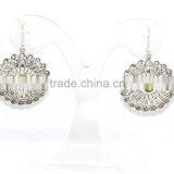 Peridot Round Faceted Cut 925 Sterling Silver Earring thumbnail-3