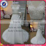 new arrival lace bodice crystal beaded belt mermaid wedding dress