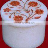 White Marble Round Trinket Box thumbnail-1
