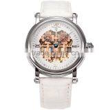 2015 Fashion Roman White Leather Band Skeleton Mechanical Automatic Men Watch thumbnail-1