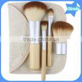 Hot Sale 4 Pcs Makeup Brushes Portable Soft Synthetic Hair Bamboo Handle Cosmetic Makeup Brush Set With Gunny Bag thumbnail-2