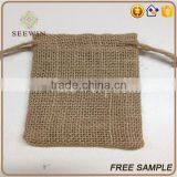 Drawstring Logo Printed Small Natural Jute Bag thumbnail-2