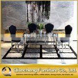 Wholesale Black Marble Dining Table With Mirror Silver Stainless Steel Legs thumbnail-2