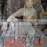 Archaistic Wood Carving Buddha Statue For Sale
