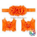 Baby Shabby Flower Barefoot Sandals & Floral Headband Set thumbnail-2
