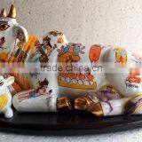 Indian Handicraft Hand Painted Resin Kamdhenu Cow thumbnail-1