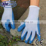 NMSAFETY 10 Gauge Grey Polyester Liner Work Gloves Dipped Blue Latex Glove Factory Price Safety Gloves Wholesaler thumbnail-1