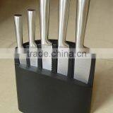 Black 5- Slots Solid Wood Knife Block, Stand, Holder, Black Lacquer Coated, Size: 22x22x6CM thumbnail-2