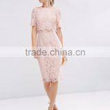 Women's Lace Crop Top Midi Pencil Dress thumbnail-1