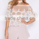 OEM Supply Short Sleeve off Shoulder Woman Lace Tops Summer Sexy Women Tops thumbnail-3