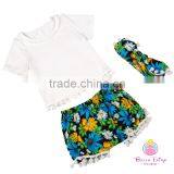 Wholesale High Fashion Kids T Shirt Lace Shorts Baby Girls Summer Boutique Outfits thumbnail-3