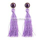 Bohemian Jewelry Big Crystal Gems With Tassel Drop Earrings for Women thumbnail-4