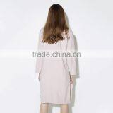 HAODUOYI Women High Split Side Long Trench Collarless Coats thumbnail-4