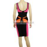 High Quality New Arrival Pink And Black Backless Bandage Dress Evening Party Bodycon Dress thumbnail-3