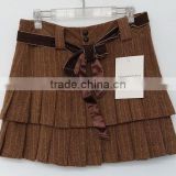 2016 sexy lady coffee yarn dyed ruffle skirt for summer