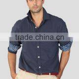 Wholesale Navy Long Sleeve Casual Polo Shirt for Men thumbnail-1