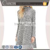 Trendy Marled Blend Knit Turtle Neck Long Sleeves Comfortable Custom Knit Dress thumbnail-1