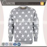 Crew Neck Pullover Blend Knit Star Pattern Fashion Mens Winter Jacquard Sweater thumbnail-5