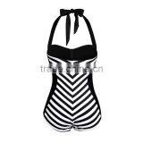 White and Black Tight Swimsuit Women thumbnail-3