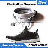 Tubing Runner Trainers Gray Shoelaces With Plastic/Metal Tips - Grey Flat Plain Hollow Shoelaces - Amazon Supplier thumbnail-1