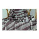 Striated Jacquard Bamboo Throw Blanket With 10% Cashmere + 90% Bamboo thumbnail-1