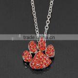 2015 Fashion Paw Print Necklace Factory Price Colorful Crystal Paw Print Charm Necklace thumbnail-4