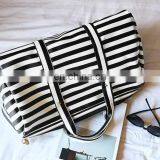 Fashion Lady Woman Black White Striped Travel Bag thumbnail-2