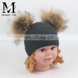 2017 Big Raccoon Fur Pom Pom Beanie Large Bobble Pompom Baby Hat thumbnail-5