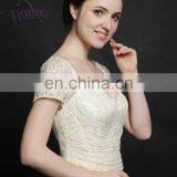Stock Light Beige Short Sleeve v Neck Short Lace Dress for Online Shopping thumbnail-3