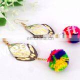 Designer Dangle Fashion Pom Pom Earrings -Boho Banjara Bohemian Gypsy Gota Pom Pom Earrings thumbnail-1