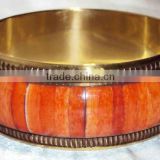 Orange Shaded Bone Bangle With Brass Frame 11829, Metal Indian Bangle For Women