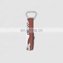 Factory Direct Custom Logo Commercial Multifunctional Wooden Handle Bar Tool Safety Stainless Steel Pump Can Wine Bottle Opener