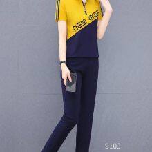 Monisa Sports Leisure Colorful Mixed Suit With Short Sleeves and Long Trousers thumbnail-5
